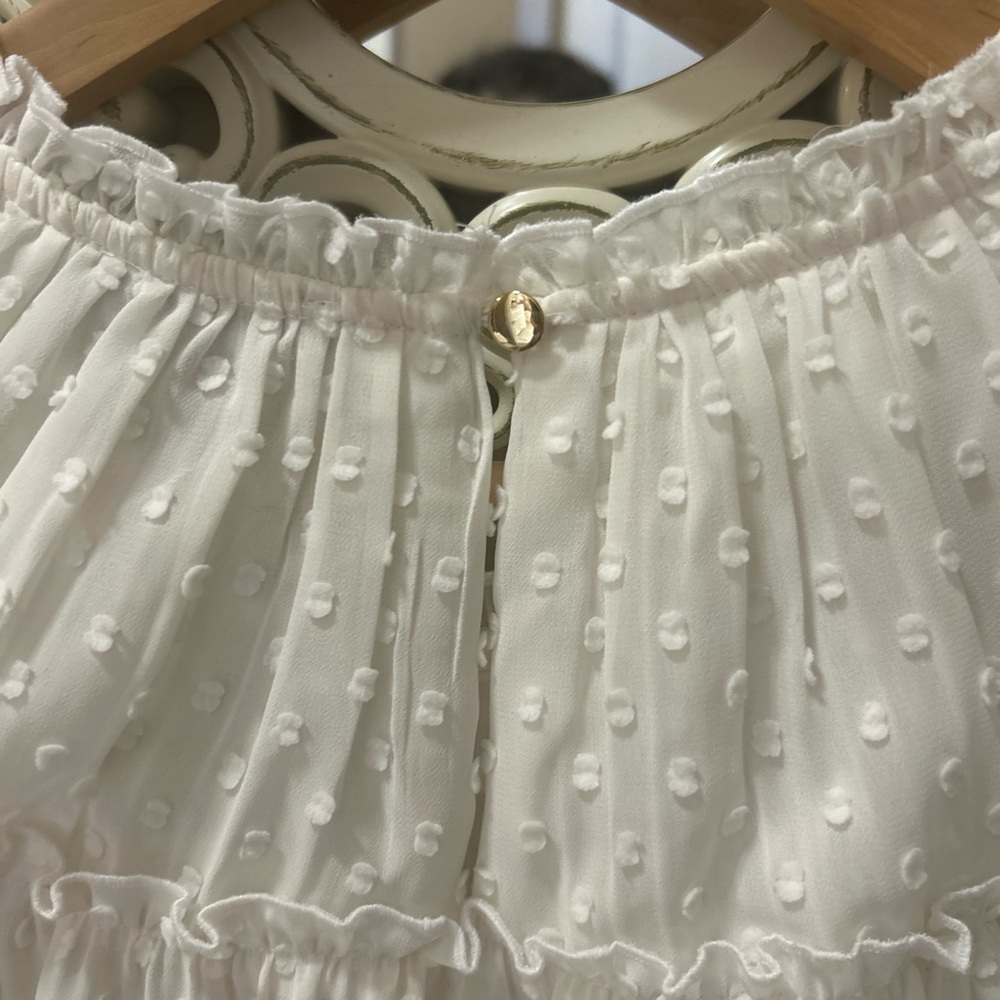 J. Crew White Textured Blouse with Ruffle Detail - Picture 6 of 9